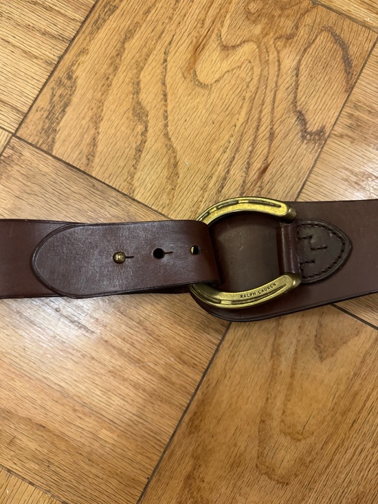 Ralph Lauren Leather Wide Embellished D-Ring Belt